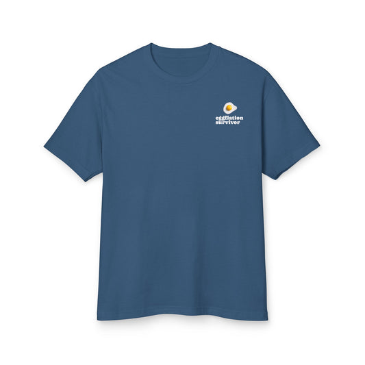 Eggplation Survivor Tee – "Never Forget" Graphic Cotton T‑Shirt