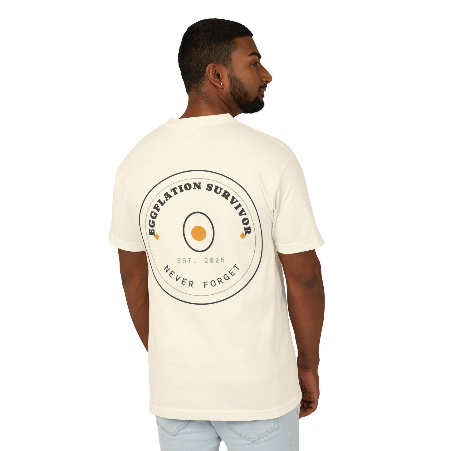 Eggplation Survivor Tee – "Never Forget" Graphic Cotton T‑Shirt