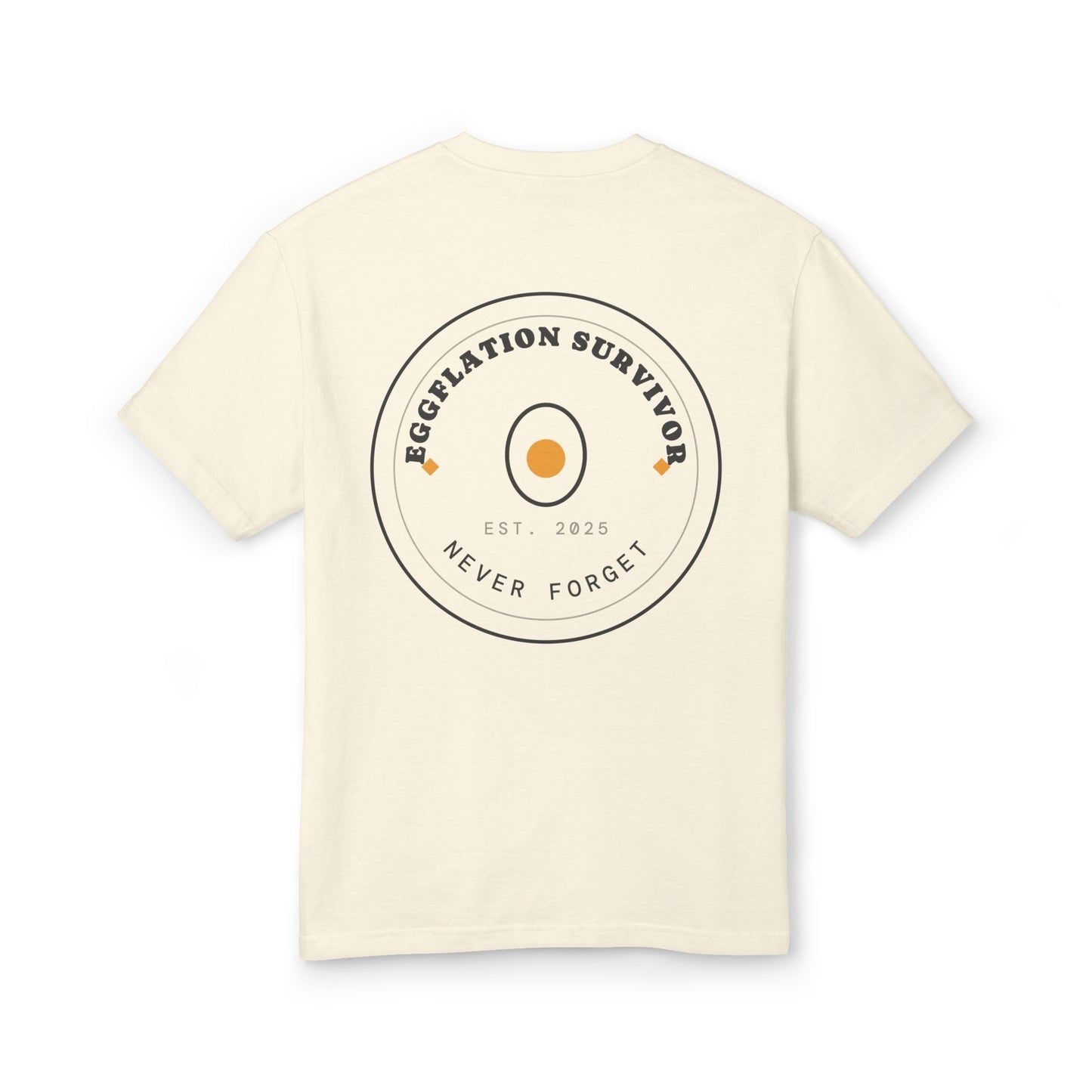 Eggplation Survivor Tee – "Never Forget" Graphic Cotton T‑Shirt
