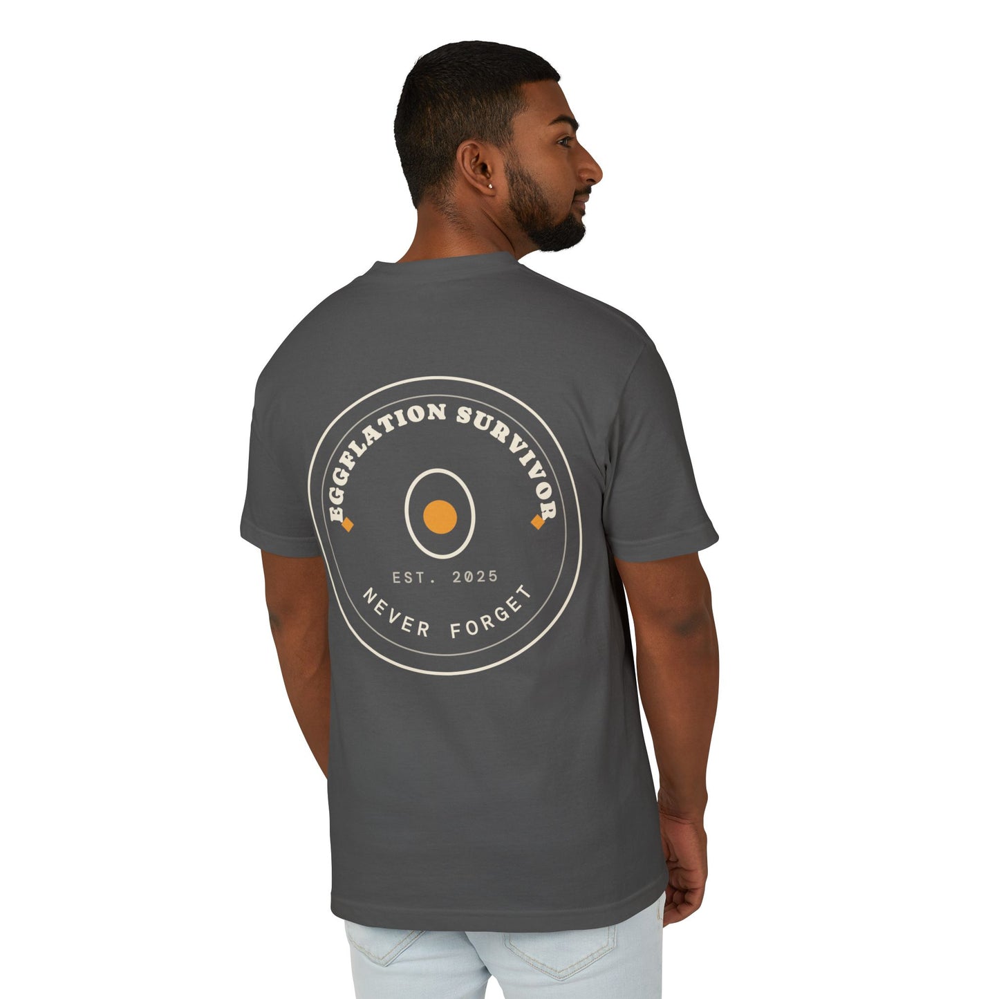 Eggplation Survivor Tee – "Never Forget" Graphic Cotton T‑Shirt