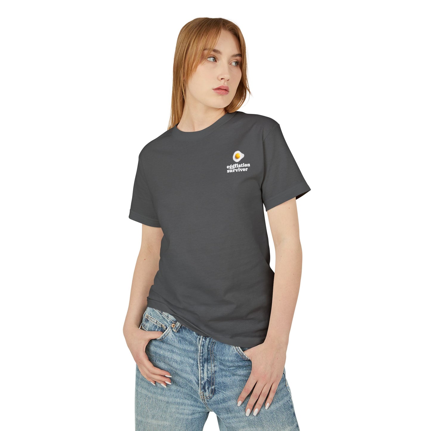 Eggplation Survivor Tee – "Never Forget" Graphic Cotton T‑Shirt