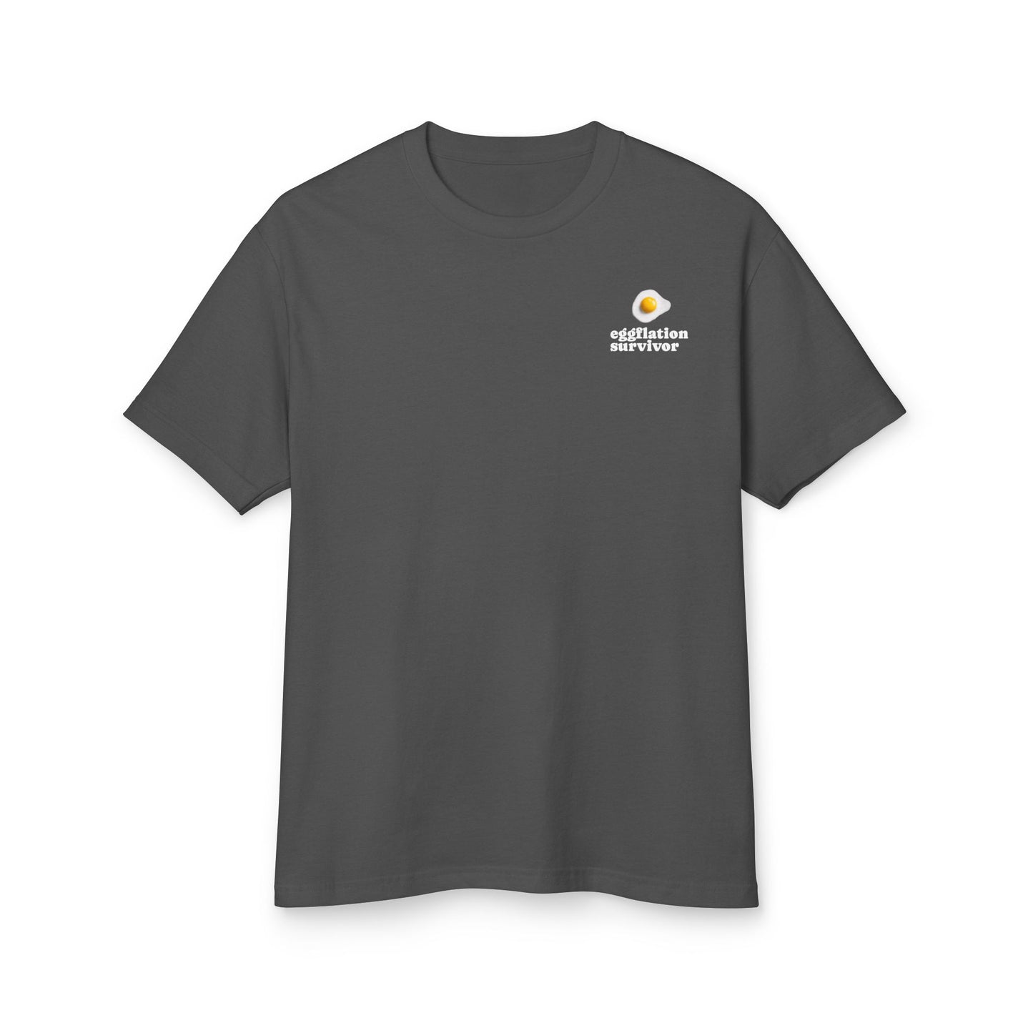 Eggplation Survivor Tee – "Never Forget" Graphic Cotton T‑Shirt